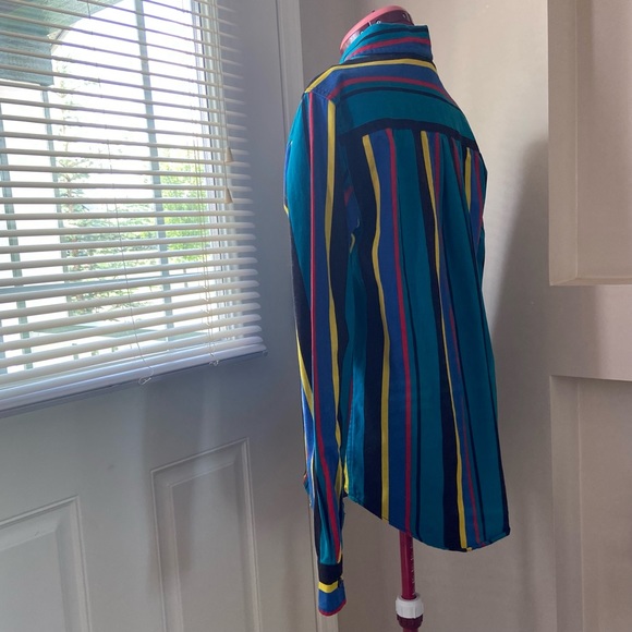 Bluenotes multicoloured stripes long sleeves button down shirt. Size S. Used. - Picture 4 of 9